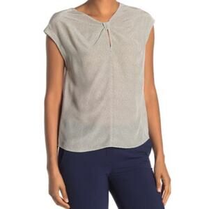 Rebecca Taylor Cap Sleeve Sprinkled Dot Silk Top